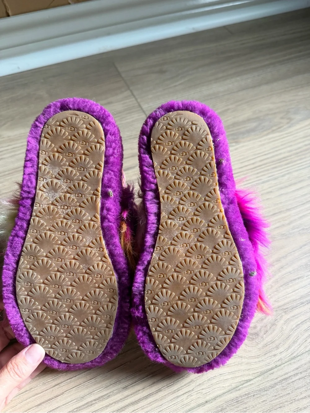 UGG Kids Multicolor Purple Pink Fuzzy Slippers